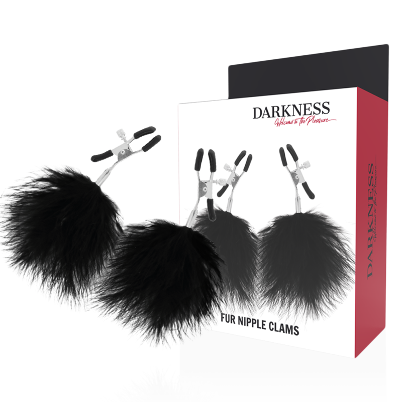 Darkness Pom-Pom Nipple Clamps 2 - Pinzas para Pezones con Plumas