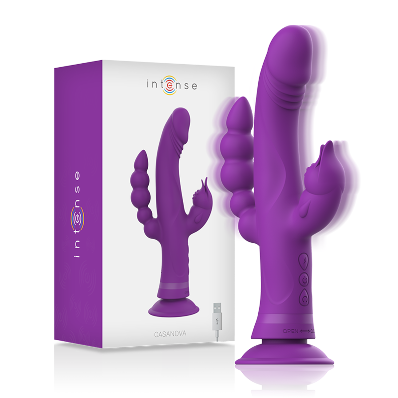 Intense Casanova Rabbit Vibrador de Silicona Triple Motor Púrpura