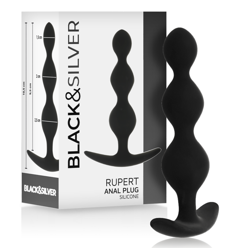 BLACK&SILVER Rupert - Cadena de Bolas Anales 10 cm Silicona