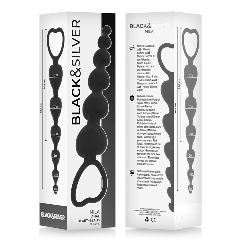 BLACK&SILVER Mila Cadena Anal de Corazones 18 cm - Silicona Corporal