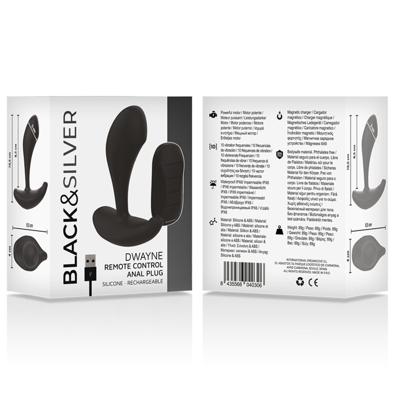 BLACK&SILVER Dwayne - Plug Anal Vibrant con Mando a Distancia