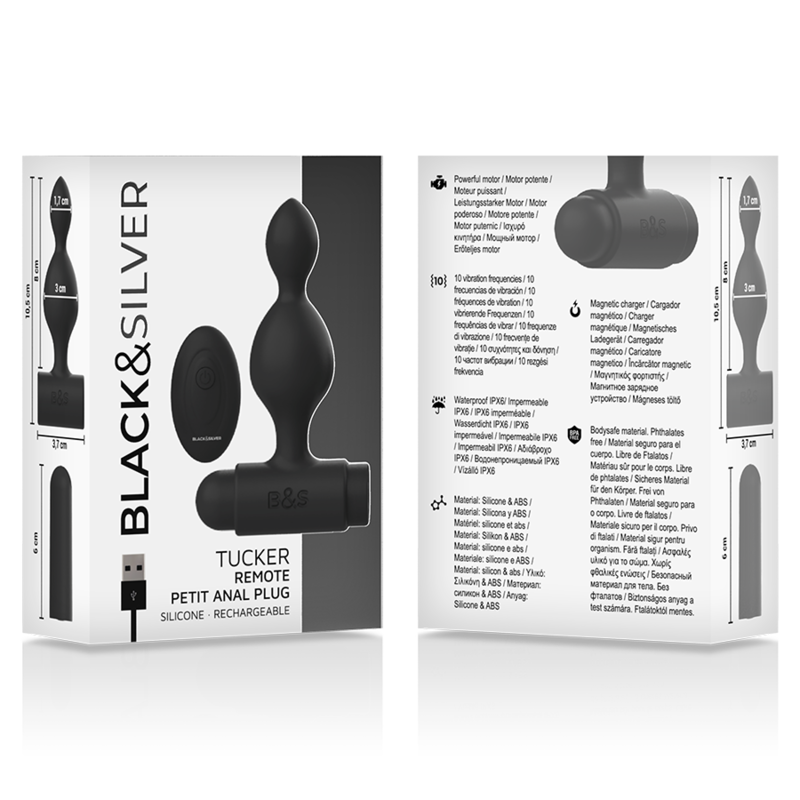 BLACK&SILVER Tucker Small - Plug Anal Silicona Control Remoto 10 Modos
