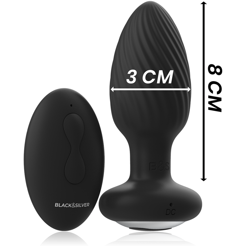 BLACK&SILVER Wells Plug Anal Rotador Silicona Control Remoto