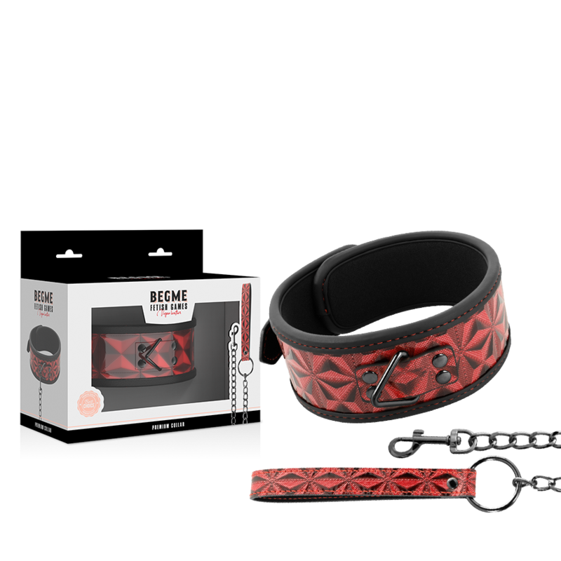 Begme Red Edition - Collar Premium de Cuero Vegano con Forro de Neopreno
