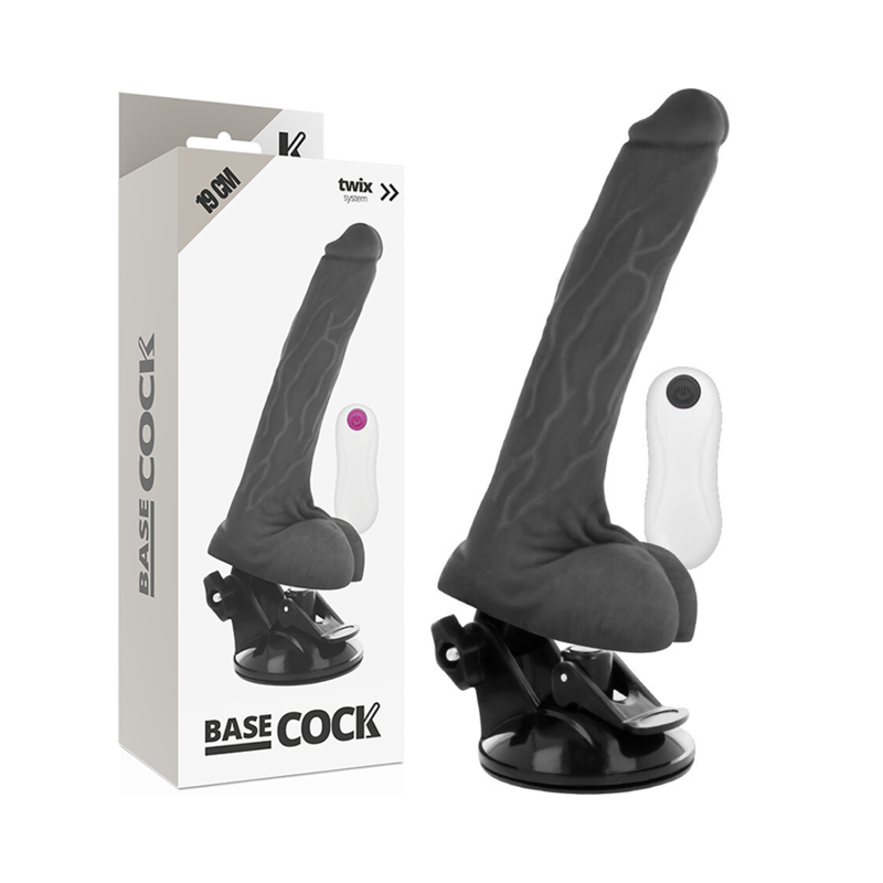 Basecock Vibrador Realista Control Remoto Negro 19 cm