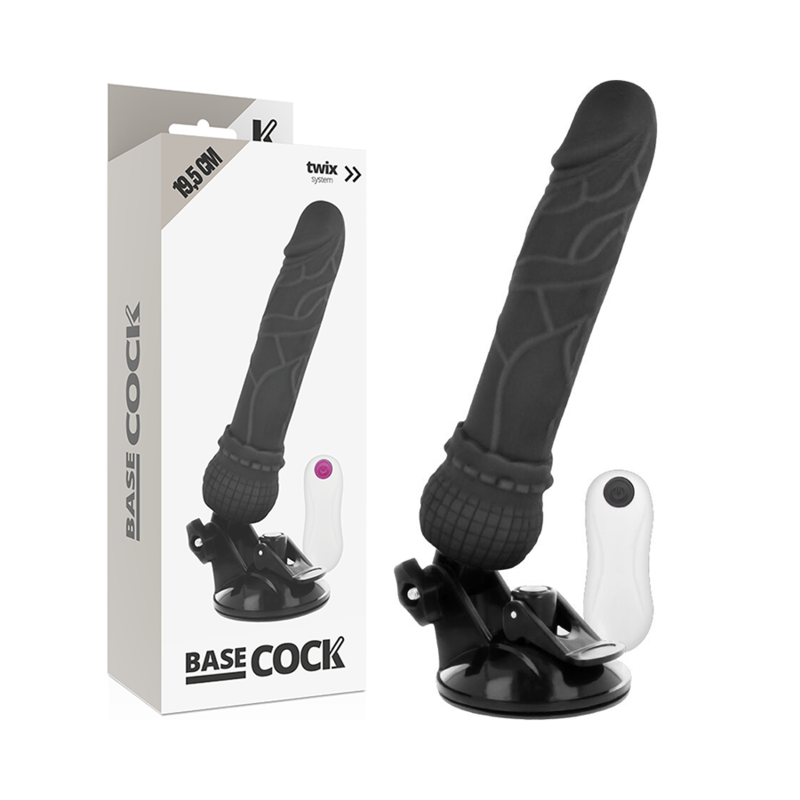 Basecock Vibrador Realista Control Remoto Negro 19.5 cm