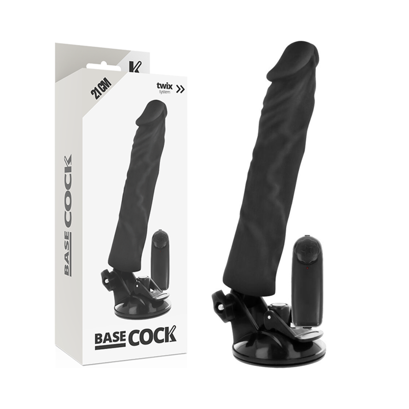 Basecock Vibrador Realista Control Remoto Negro 21 cm