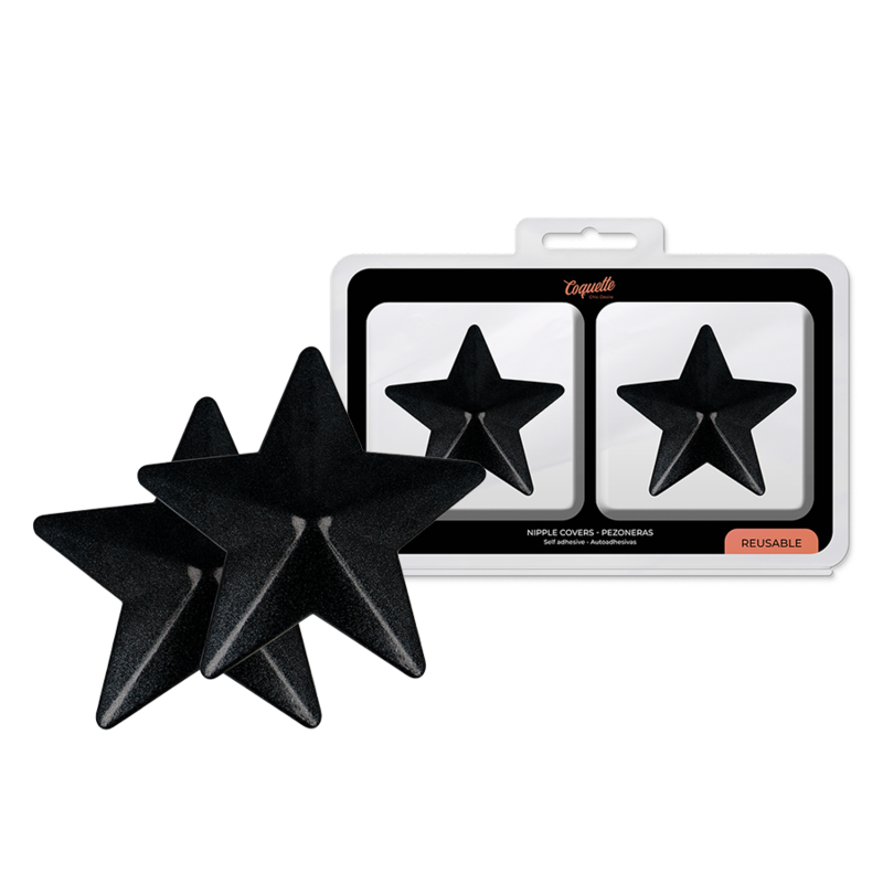 Coquette Chic Desire Nipple Covers Black Stars - Adhesivos Reutilizables