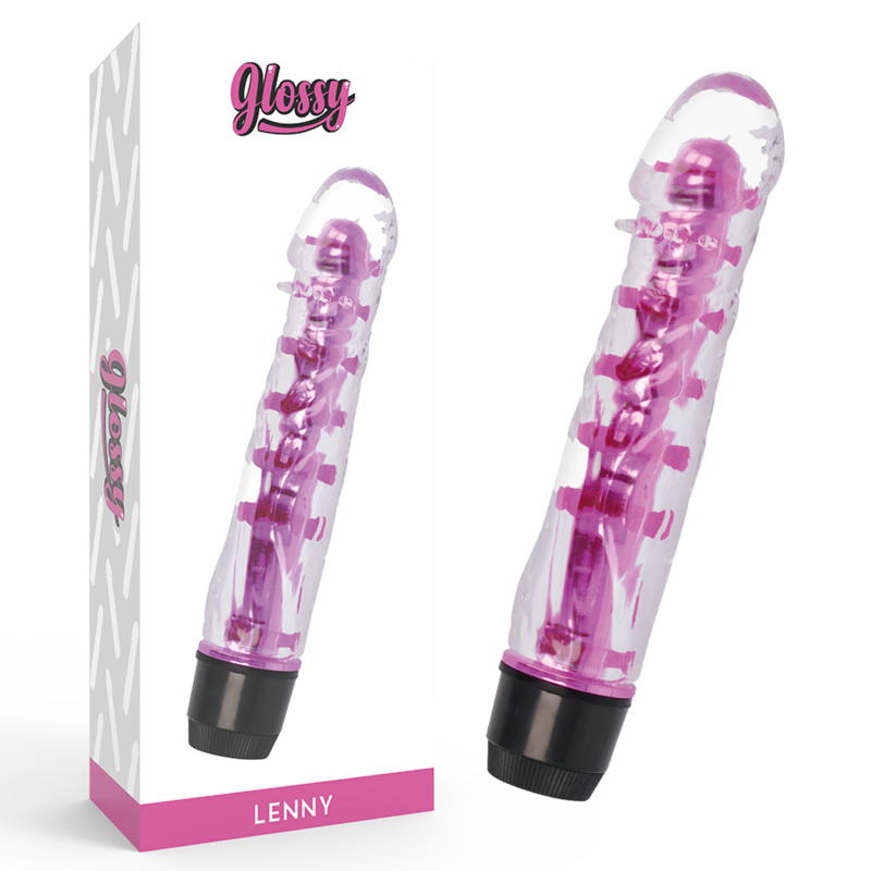 Glossy Lenny Vibrador - TPE Platino, Múltiples Velocidades