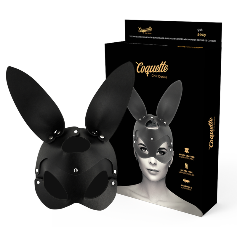 Coquette Chic Desire - Antifaz de Cuero Vegano con Orejas de Conejo