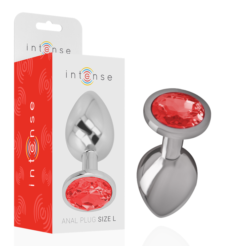 Intense Plug Anal Metal Aluminio Talla L con Cristal Rojo