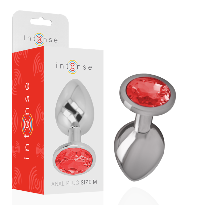 Intense Plug Anal Metal Aluminio con Cristal Rojo Talla M