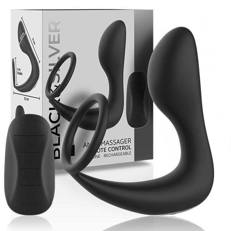 BLACK&SILVER Masajeador Anal con Control Remoto Recargable Silicona