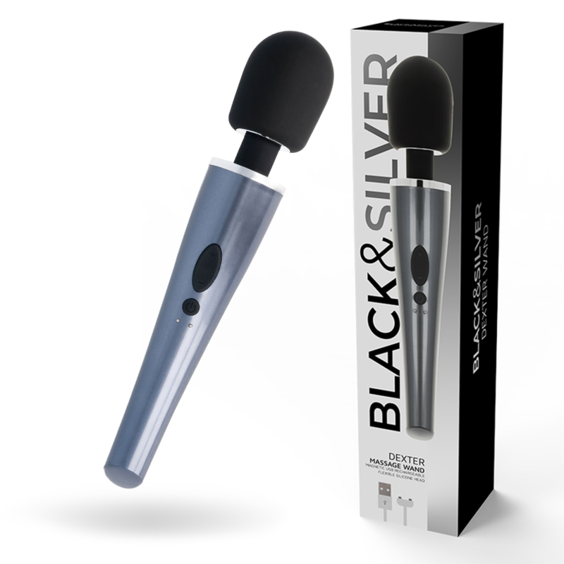 BLACK&SILVER Dexter Massage Wand - Masajeador con 10 Modos de Vibración