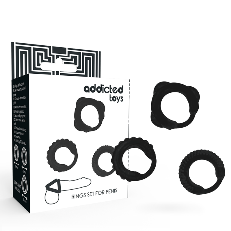 ADDICTED TOYS C-Ring Set Black - Juego de Anillos