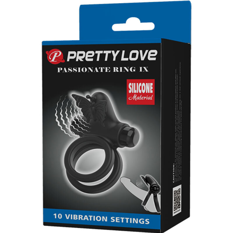Pretty Love Double Vibrating Ring with Black Stimulator