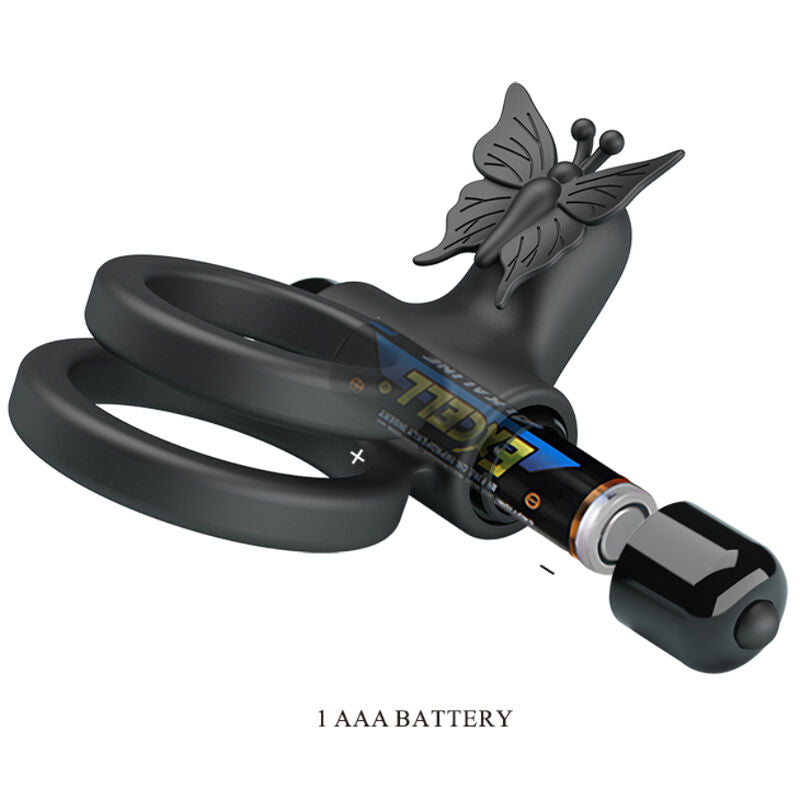 Pretty Love Double Vibrating Ring with Black Stimulator