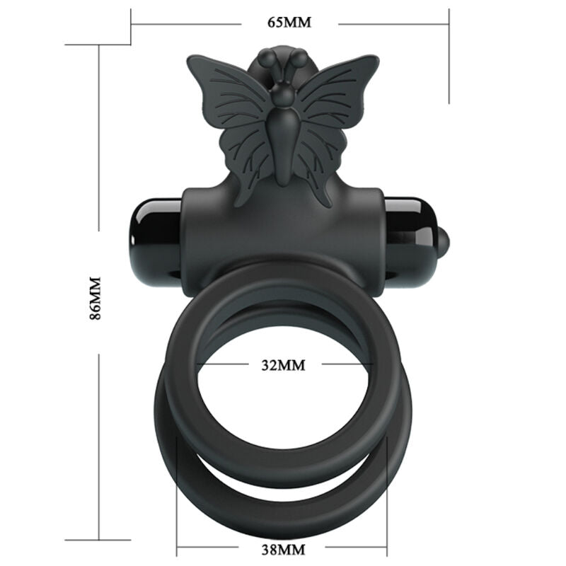 Pretty Love Double Vibrating Ring with Black Stimulator