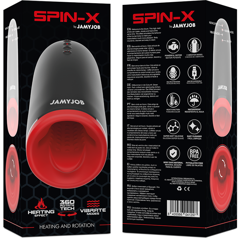 JAMYJOB Spin-X Masturbador con Calefacción y Rotación - Silicona Médica