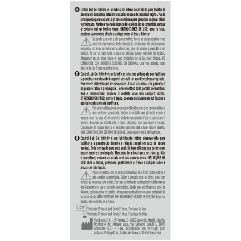 Control Infinity Lubricante Base Silicona 75 ml