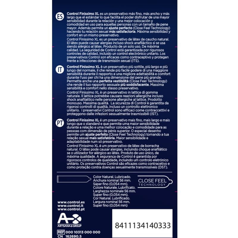 Control Finissimo XL - Preservativos Súper Finos 12 Unidades