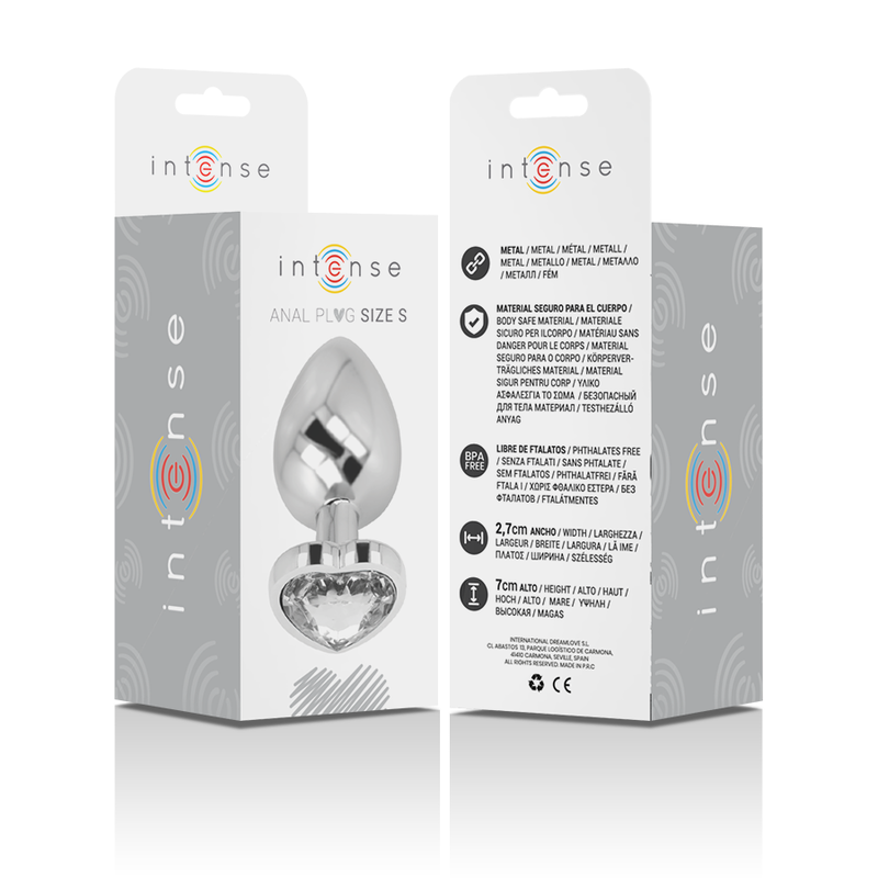 Intense White Heart Plug Anal Aluminio Talla S