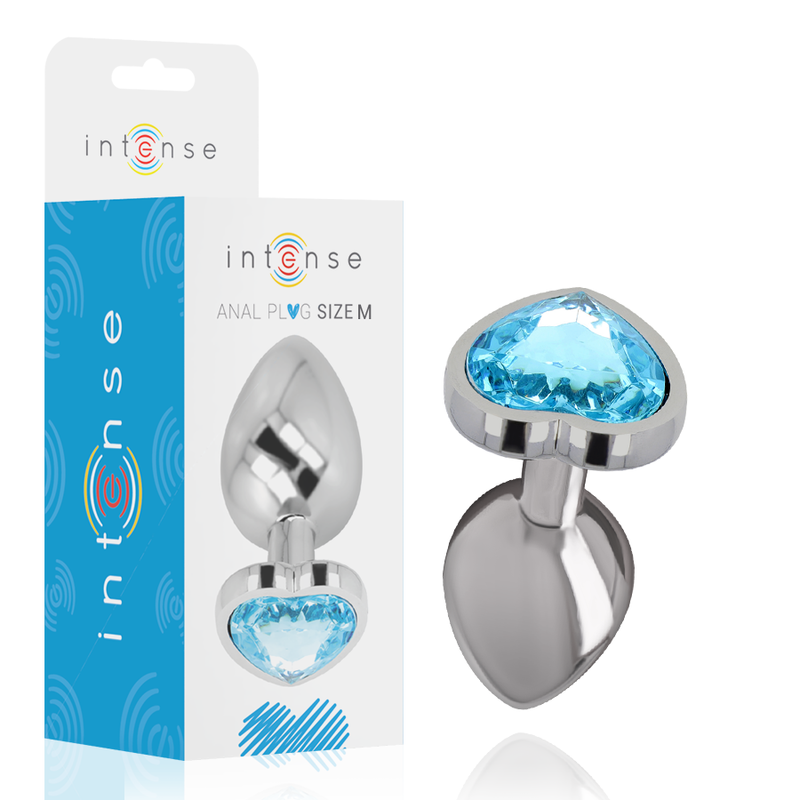 Plug Anal Metal Aluminio Corazón Azul Talla M - Intense