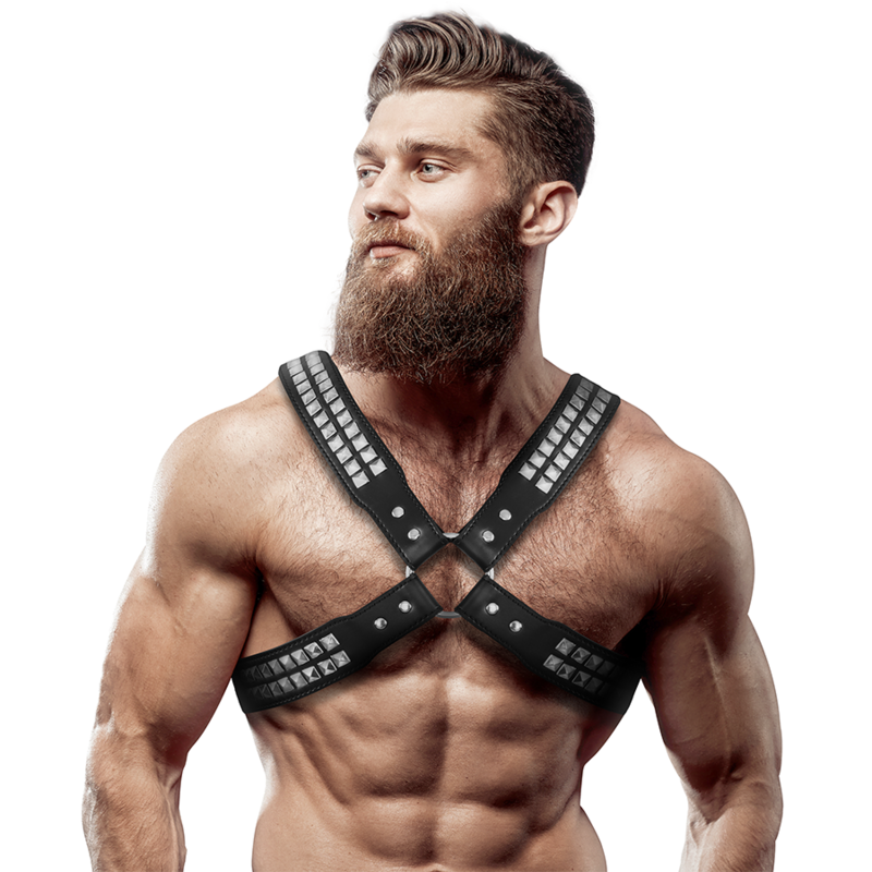Harness Eco-Cuero Cruzado para Hombre con Remaches - Talla Única