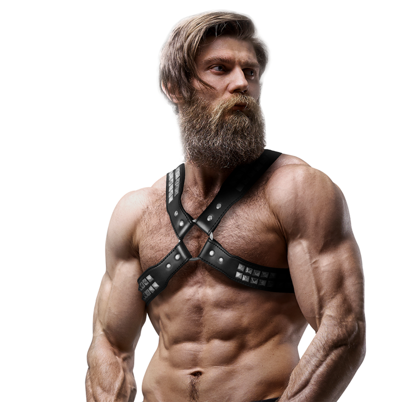 Harness Eco-Cuero Cruzado para Hombre con Remaches - Talla Única