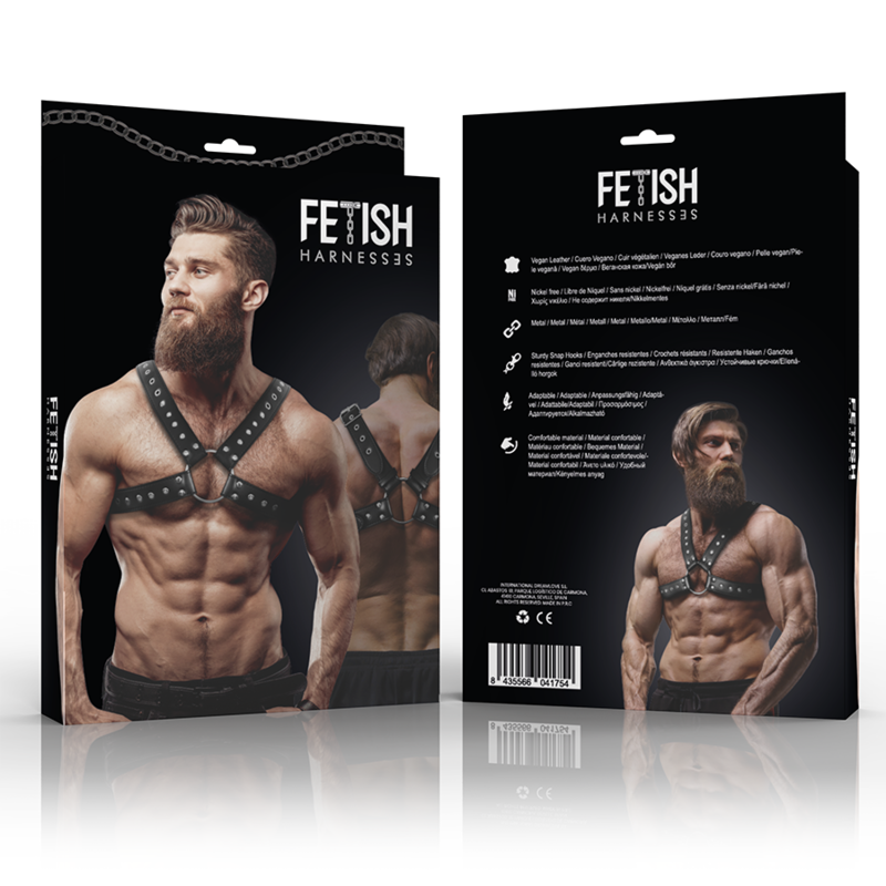 Arnés de Pecho Cruzado Eco-Leather con Tachuelas - Fetish Submissive Attitude