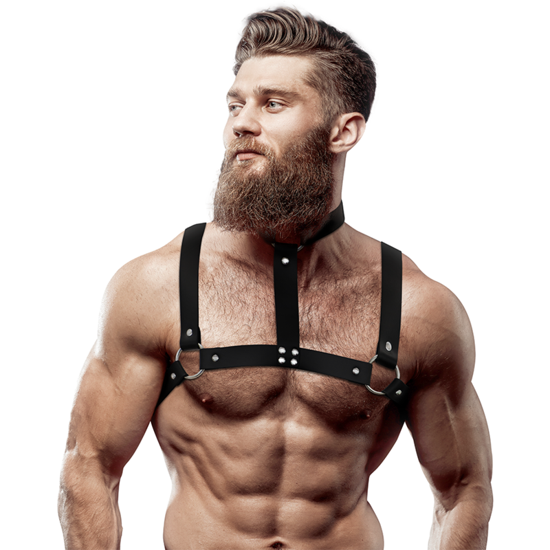 Arnés de Pecho Ajustable Eco-Leather con Collar para Hombre