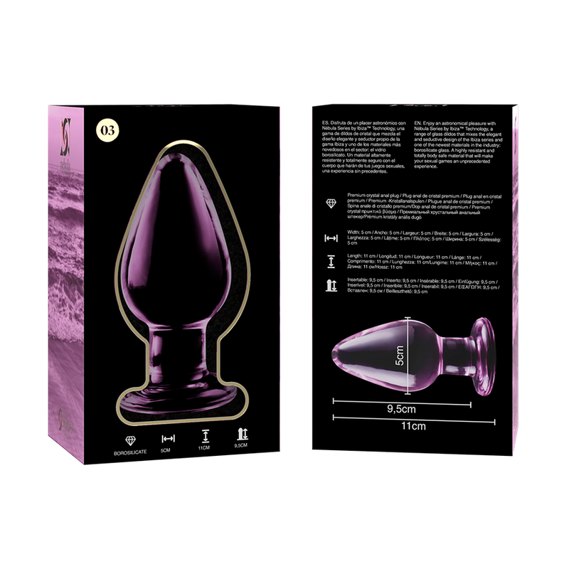 Nebula Series Plug Anal Vidrio Borosilicato Rosa 11x5 cm