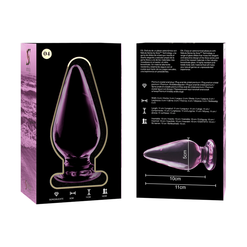 Nebula Series Model 4 - Plug Anal Borosilicate Glass 11x5 cm Rosa