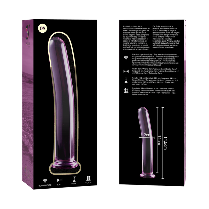 Nebula Series by Ibiza Model 8 - Dildo de Cristal Borosilicato Rosa 14.5 cm