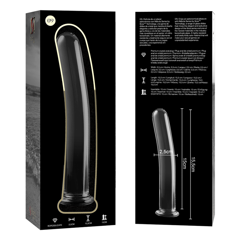 Nebula Series by Ibiza Model 9 - Dildo de Cristal Borosilicato Transparente 15.5 cm