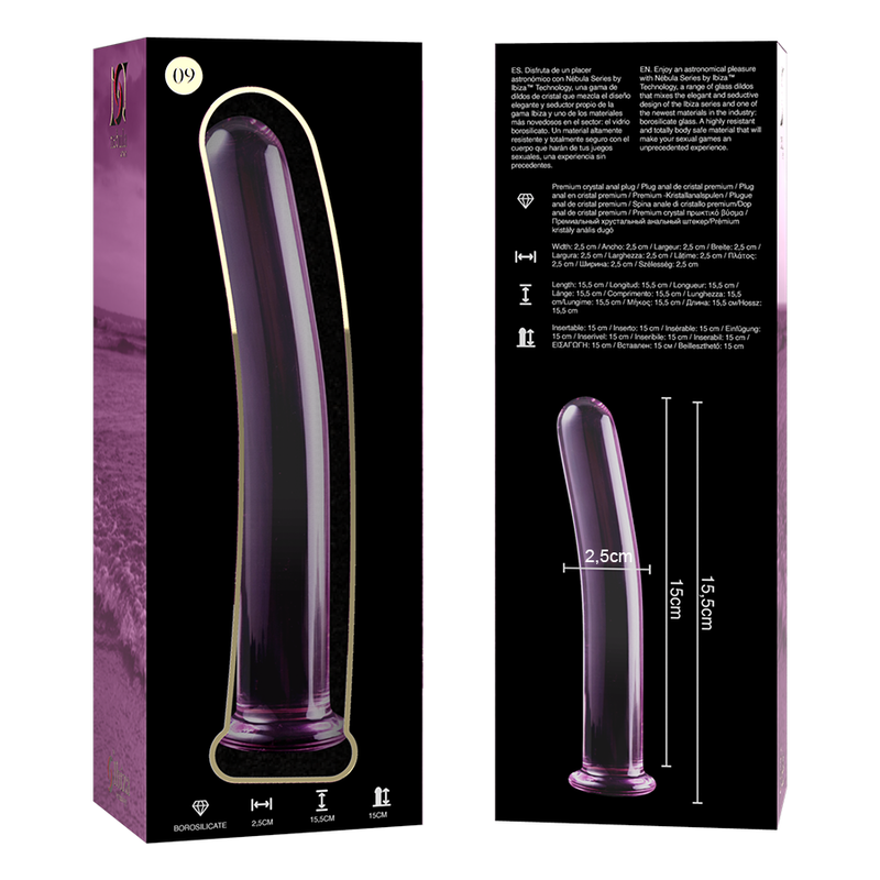 Nebula Series by Ibiza Model 9 - Dildo de Cristal Borosilicato Rosa 15,5 cm