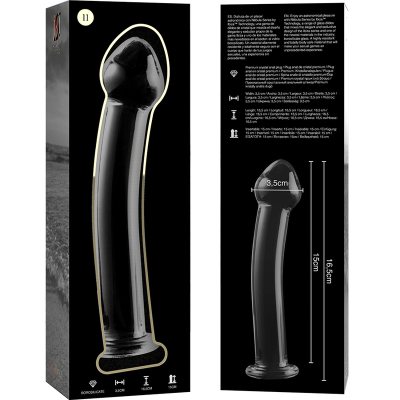 Nebula Series by Ibiza - Dildo de Cristal Borosilicato Transparente 16 cm