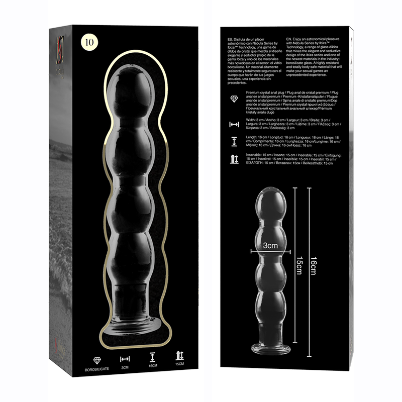 Nebula Series by Ibiza - Dildo de Cristal Borosilicato Transparente 16.5 cm