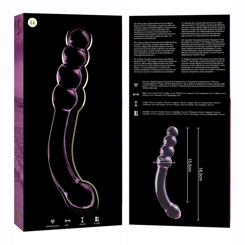 Nebula Series by Ibiza Model 14 - Dildo de Cristal Borosilicato Rosa 18.5 cm