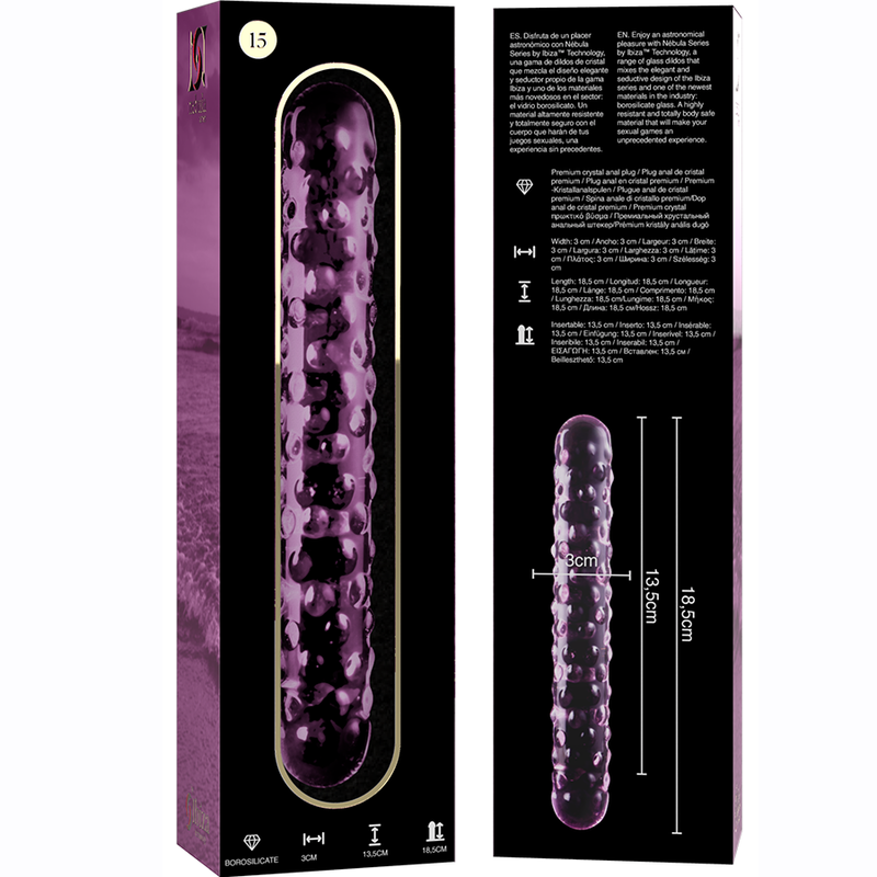 Nebula Series by Ibiza Model 15 - Dildo de Cristal Borosilicato Rosa 18.5 cm