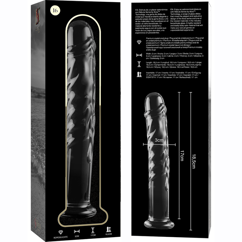 Nebula Series by Ibiza - Dildo de Cristal Borosilicato Transparente 18.5 cm