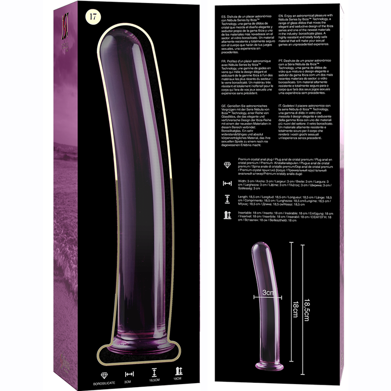 Nebula Series by Ibiza Model 17 - Dildo de Cristal Borosilicato Rosa 18.5 cm