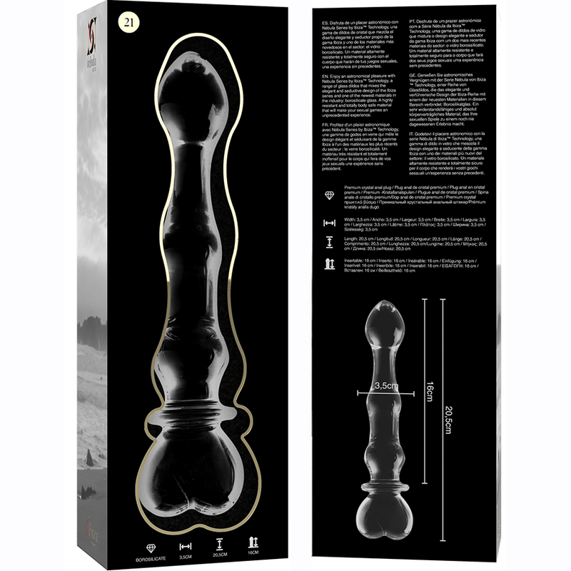 Nebula Series by Ibiza - Dildo Borosilicate Glass Clear 20.5 cm