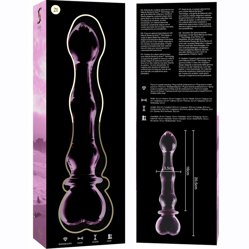 Nebula Series by Ibiza - Dildo de Cristal Borosilicato Rosa 20.5 cm