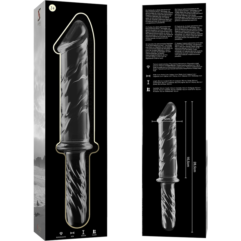 Nebula Series Modelo 24 - Dildo de Cristal Borosilicato Transparente 28.5 cm