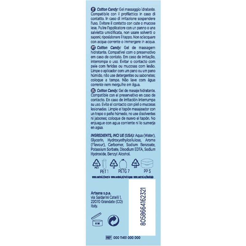 Control Cotton Candy Massage Gel 3 en 1 - 200 ml