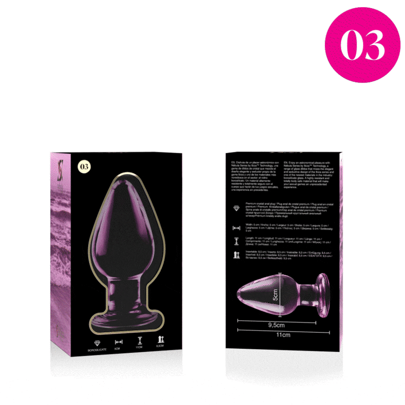 Nebula Series Plug Anal Vidrio Borosilicato Rosa 11x5 cm