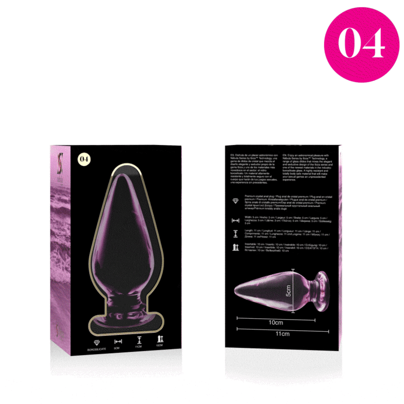 Nebula Series Model 4 - Plug Anal Borosilicate Glass 11x5 cm Rosa