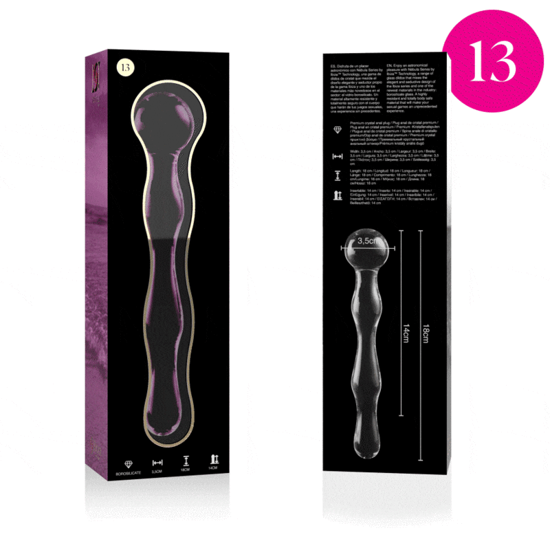 Nebula Series by Ibiza - Dildo de Cristal Borosilicato Rosa 18 cm