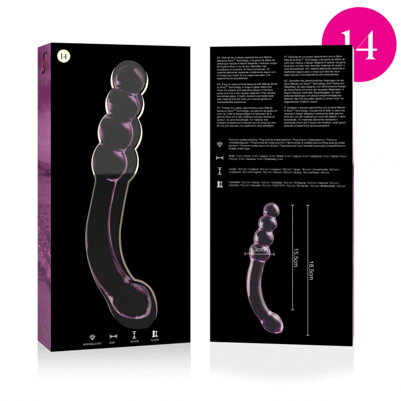 Nebula Series by Ibiza Model 14 - Dildo de Cristal Borosilicato Rosa 18.5 cm